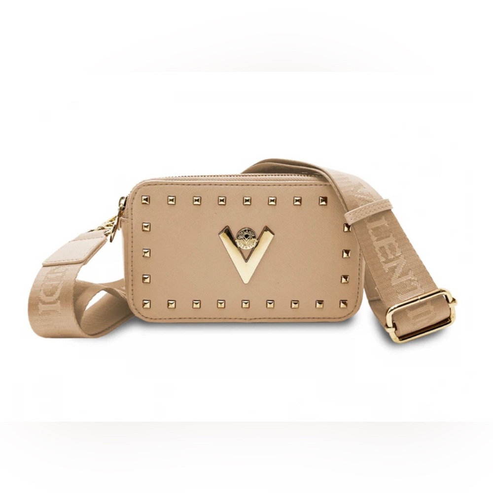 NWT Valentino Orlandi “V” Logo Double Zip Camera Bag with Adjustable Brand Strap